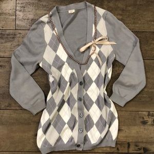 J Crew Argyle Cardigan